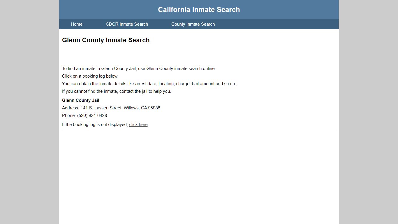 Glenn County Inmate Search